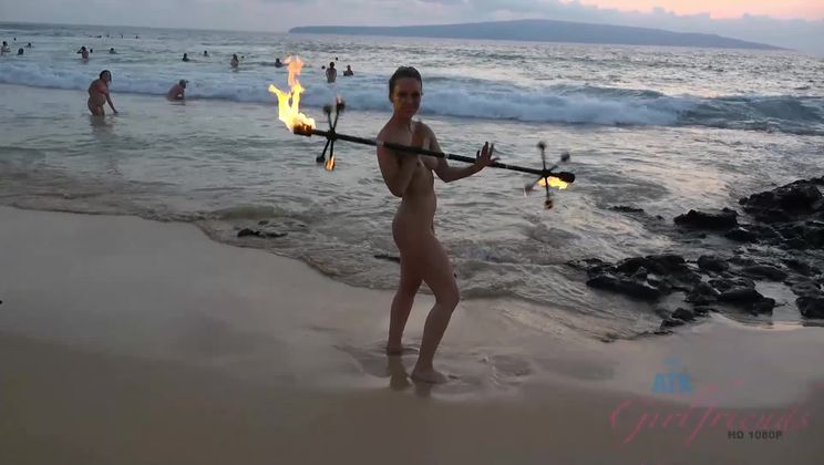 She puts on a show for all at the nude beach